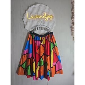 Shein Womens Flare Midi Skirt Plus Size 3X Multicolor Colorful No Zip No Iron